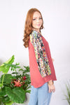 Papaya  Abstract Raglan Top