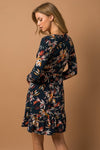 Teal Floral Leaf Dress