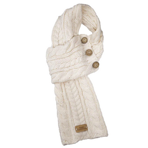 Cream Aran Cable Button Wrap Scarf