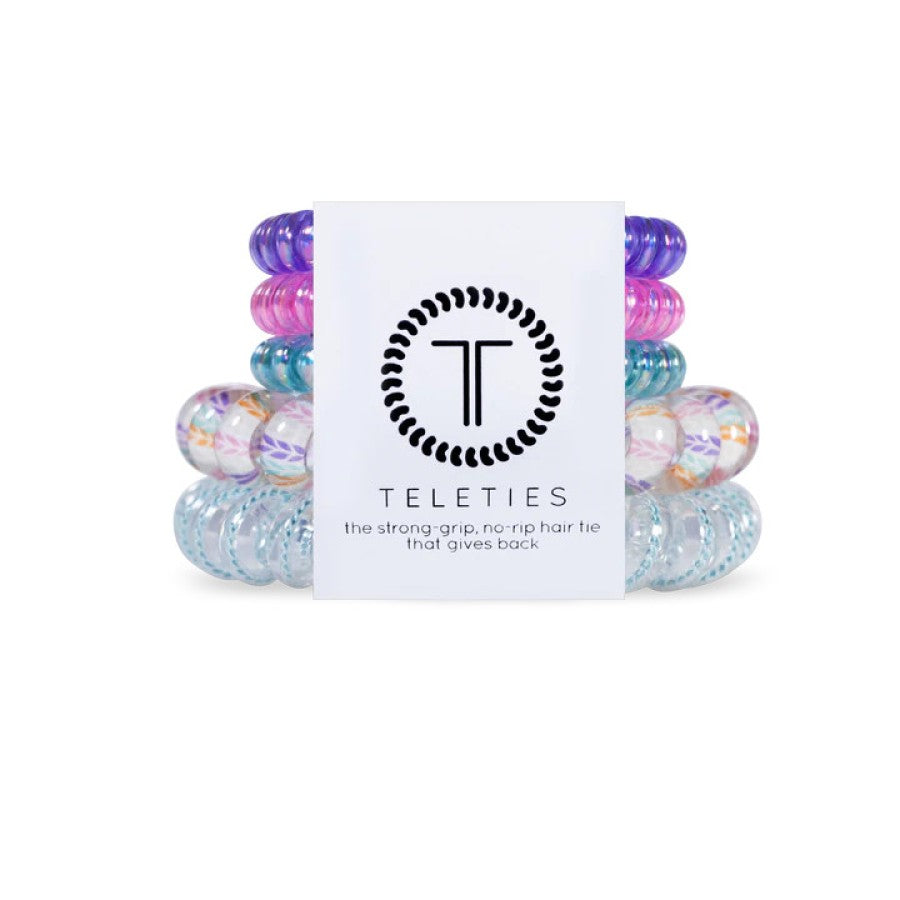 Teleties Let it Ripple - Hair Tie Pack of 5 - 3 small and 2 Large