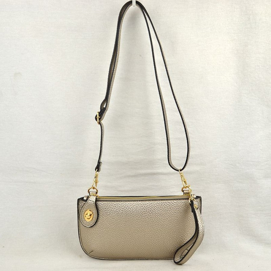 Stone Twist Lock Wristlet Crossbody