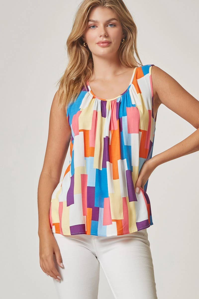 Printed Sleeveless Top T10483