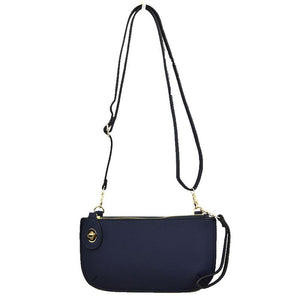 Navy Twist Lock Wristlet Crossbody