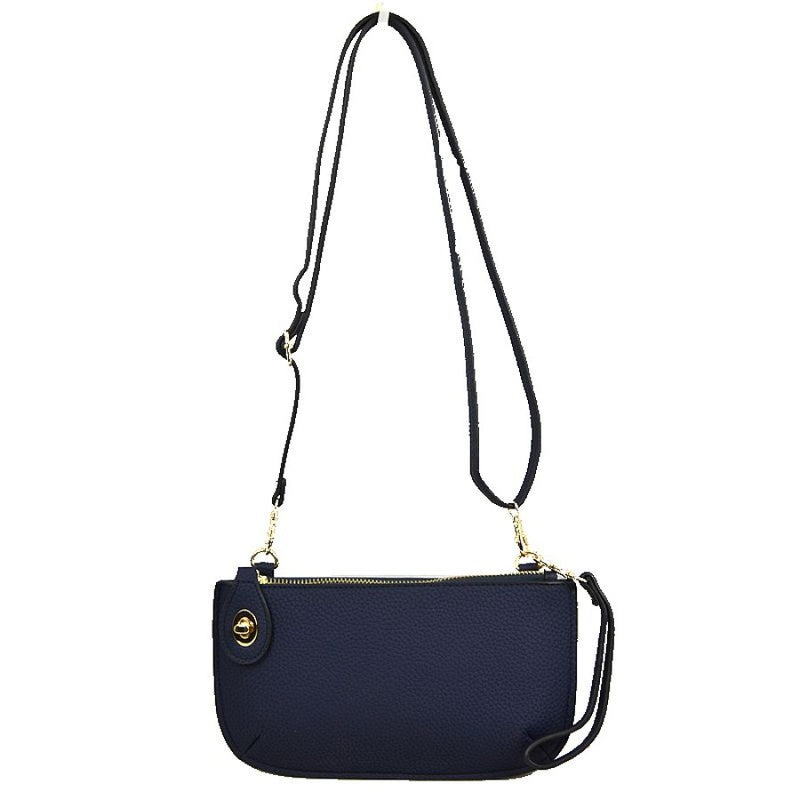 Navy Twist Lock Wristlet Crossbody