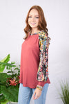 Papaya  Abstract Raglan Top