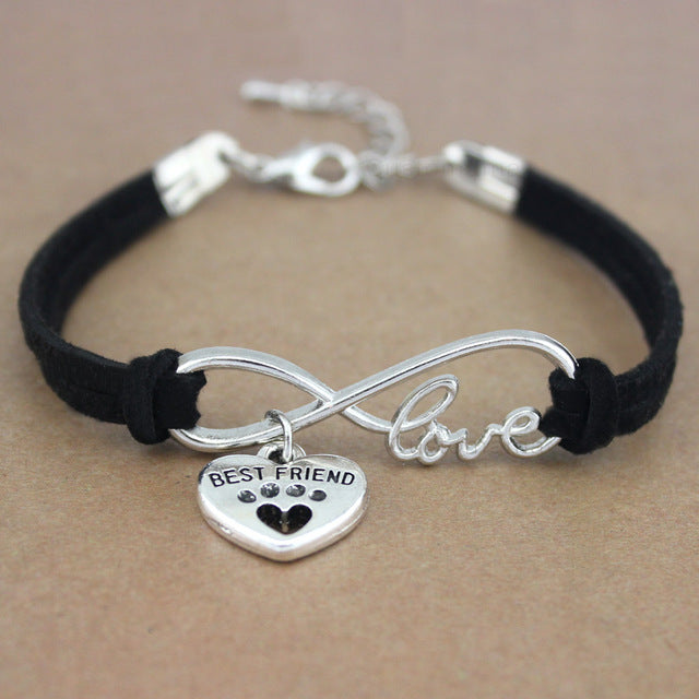 Black Best Friends Paw Print Bracelet by Your Best Buddy