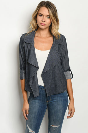 Denim Roll Tab Sleeve Jacket