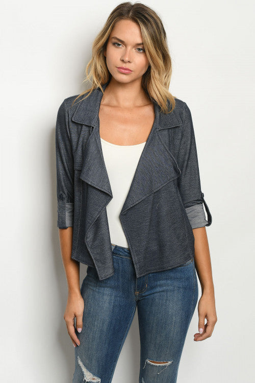 Denim Roll Tab Sleeve Jacket
