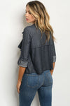 Denim Roll Tab Sleeve Jacket