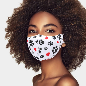 Paw Print &  Hearts Face Covering