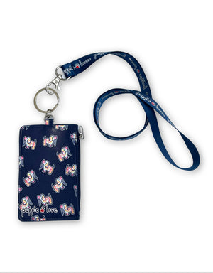 Puppie Love Navy Tie Dye Pup Zip Id Lanyard (Pre-Order 2-3 Weeks)