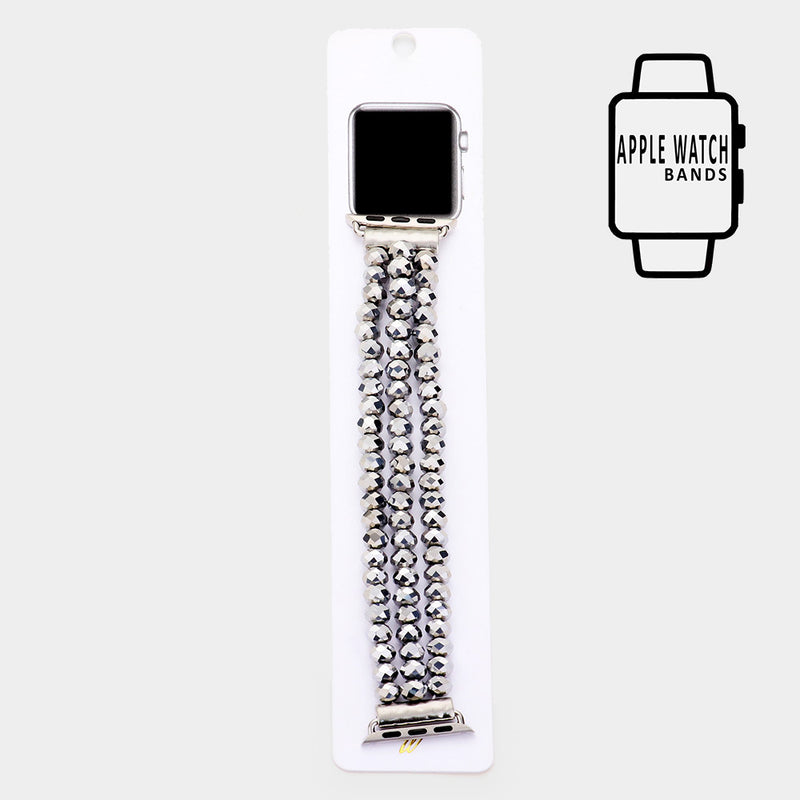 Beaded Apple Watch Band Color Metallic Silver
