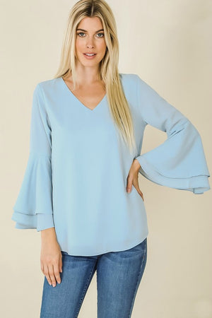 Light Blue Tiered Sleeve Top