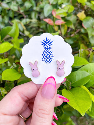 Pink Bunny Enamel Stud Earrings