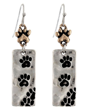 RECTANGLE PAW PRINT EARRINGS