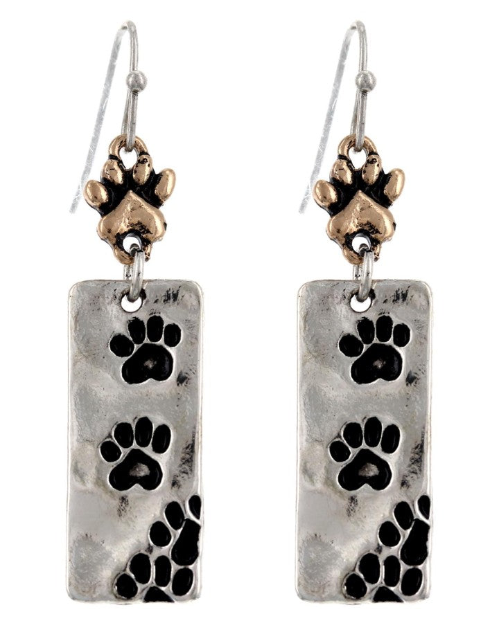 RECTANGLE PAW PRINT EARRINGS