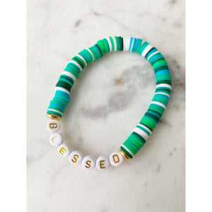 "Blessed" Green Multi Color Pop Bracelet