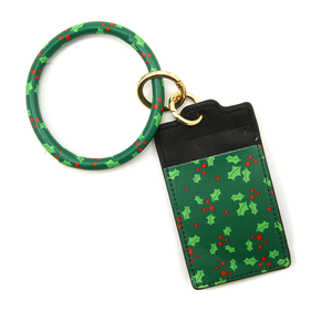 Holly Berry Round Key Ring With Card Holder