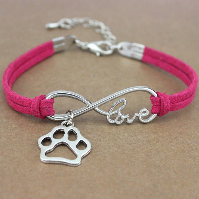 Fuchsia Love Paw Print Bracelet by Your Best Buddy