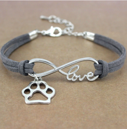 Grey Love Paw Print Bracelet by Your Best Buddy