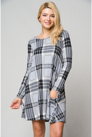 Grey Plaid Dress